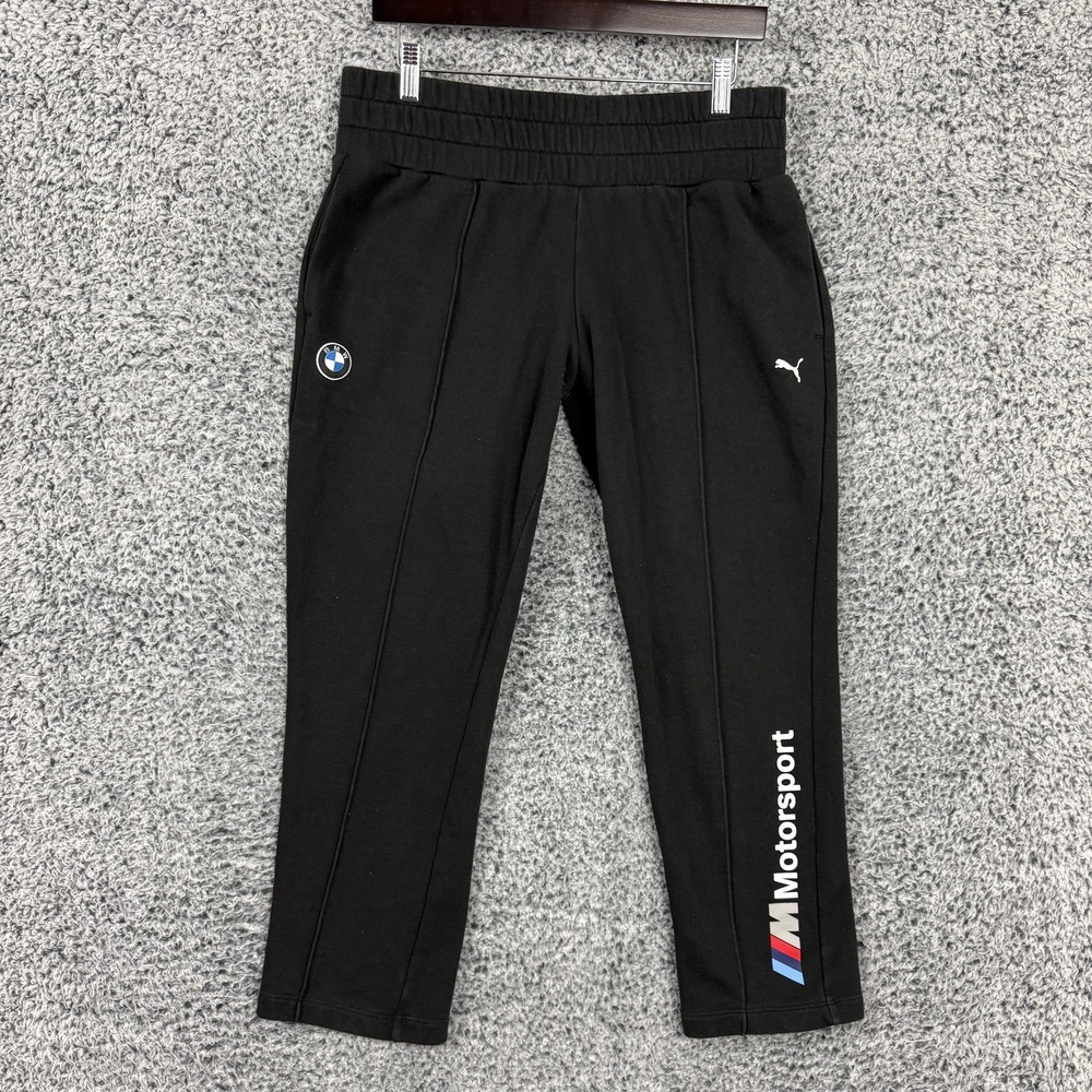 BMW Motorsport Pants Mens Large Black Puma Racing Joggers Sweatpants L